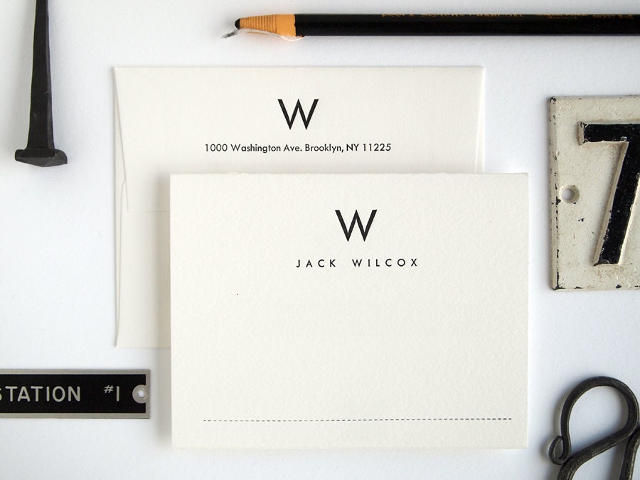 Custom Letterpress Stationery Set MidCentury Modern Folded Etsy