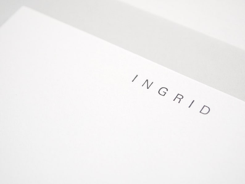 Custom Printed UNIVERS Letterpress Flat Stationery Set Simple Personalized Note Cards Letterkast