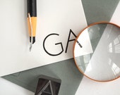 Modern Minimal Stationery - Custom Letterpress - Black and White Initials - Transatlantic