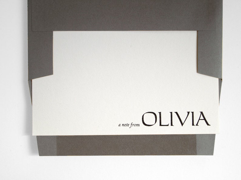 HAWTHORN Bold Modern Letterpress Stationery Set Personalized Flat Note Cards Greenhouse