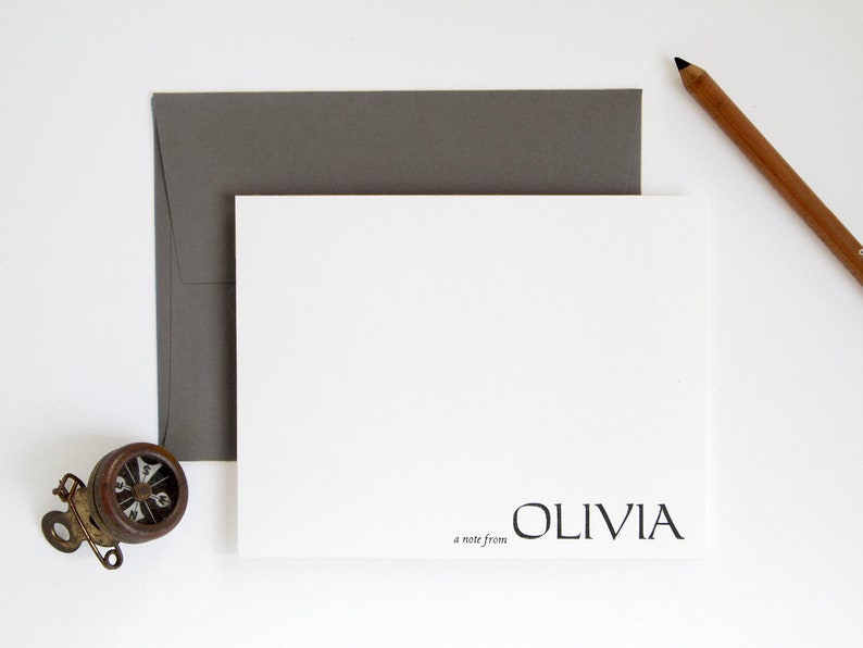 HAWTHORN Bold Modern Letterpress Stationery Set Personalized Flat Note Cards Greenhouse