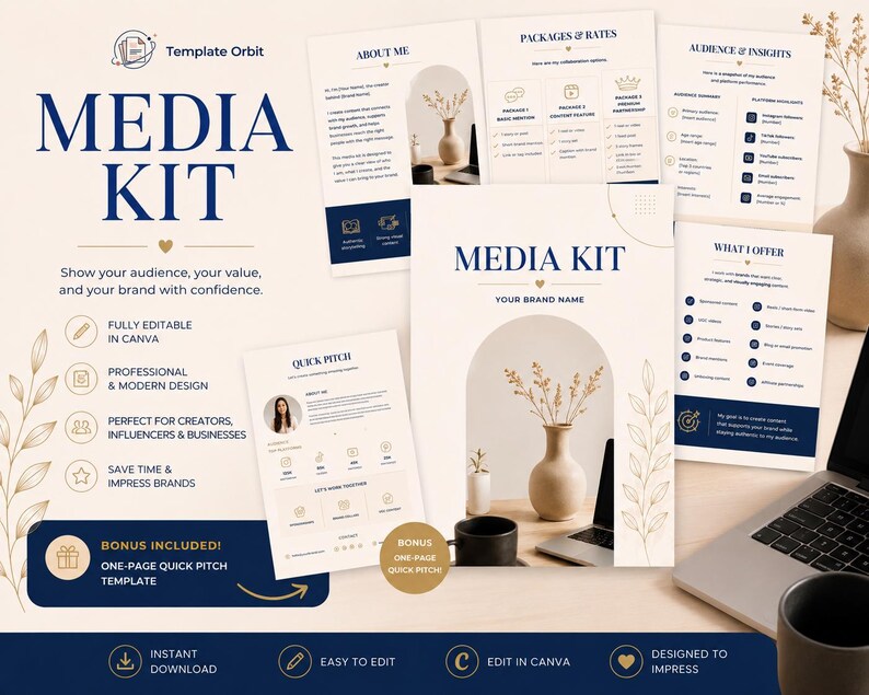 Media Kit Template Canva | Brand Pitch Deck for Creators (digital ...