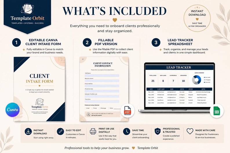 Client Intake Form Template | Editable Canva, Fillable PDF (digital ...
