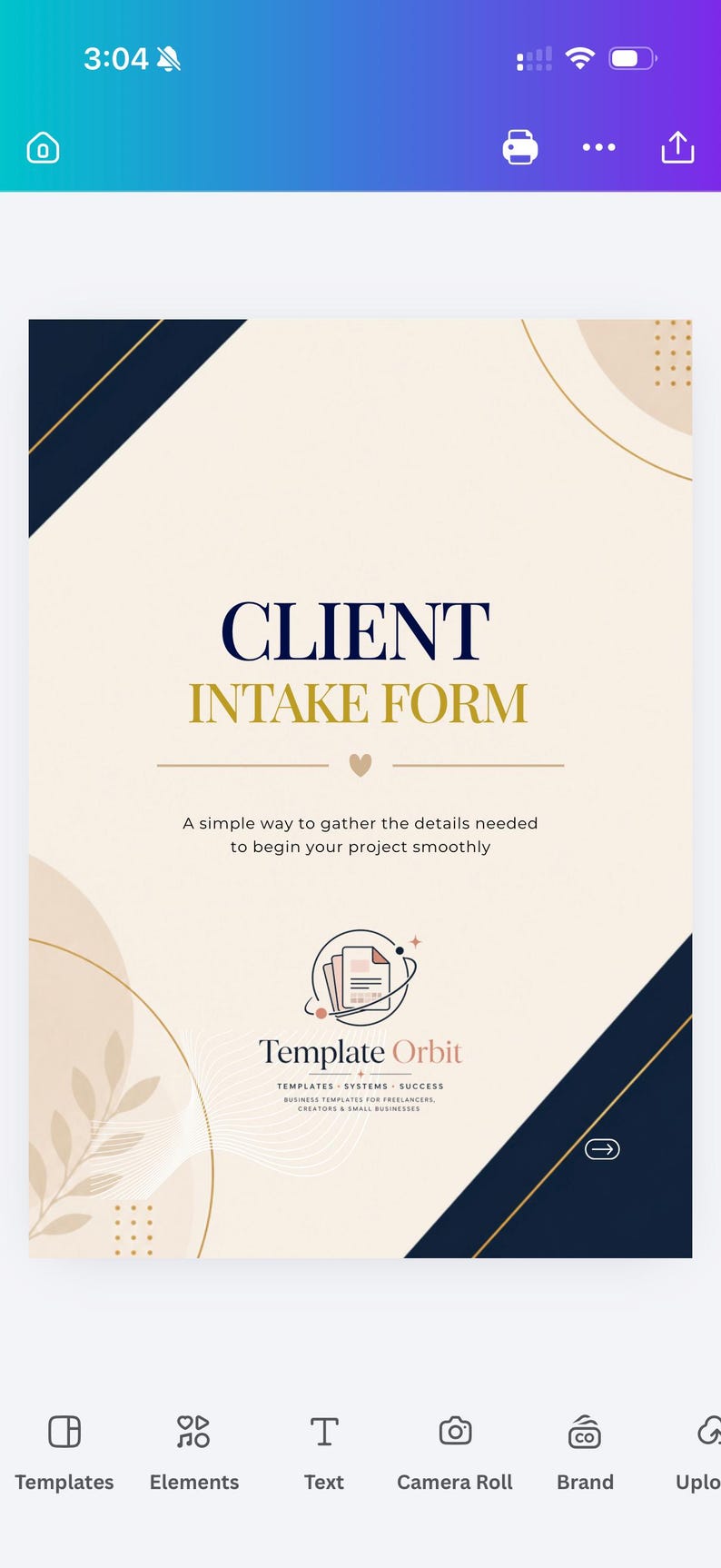 Client Intake Form Template | Editable Canva, Fillable PDF (digital ...