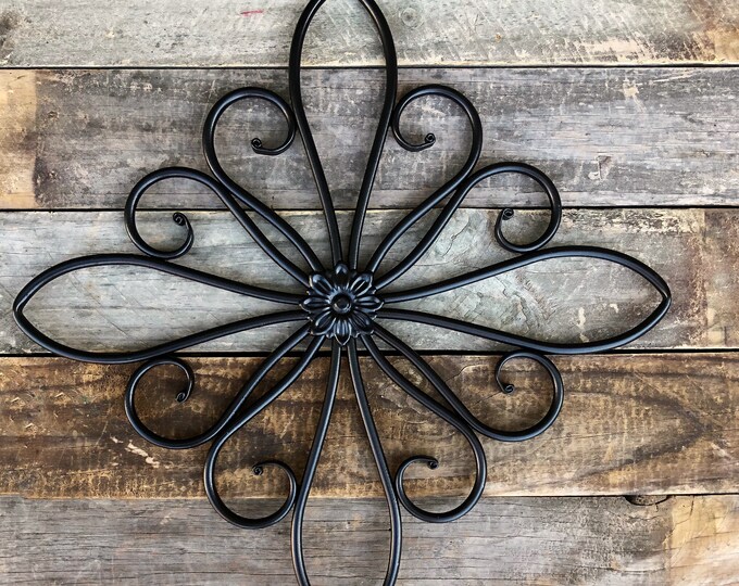 Black Metal Wall Hanging / Large Metal Wall Decor / Decorative Wall