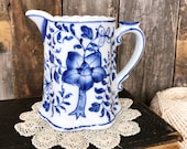 Andrea by Sadek Pitcher, Small Pitcher, Blue and White Decor, Dining Room, Serving, Porcelain Pitcher