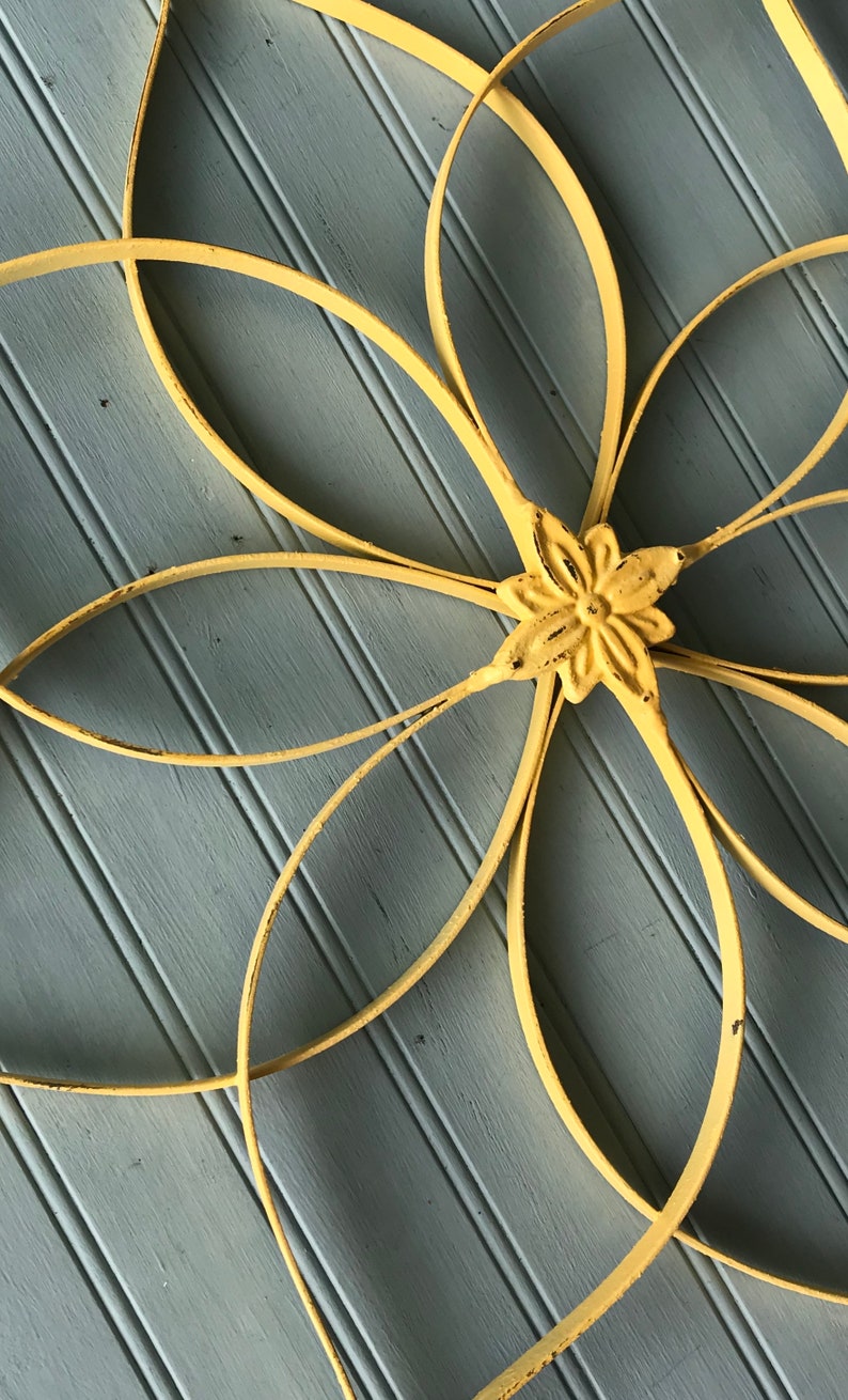 Metal Wall Art Yellow Metal Wall Hanging Large Metal Wall Etsy