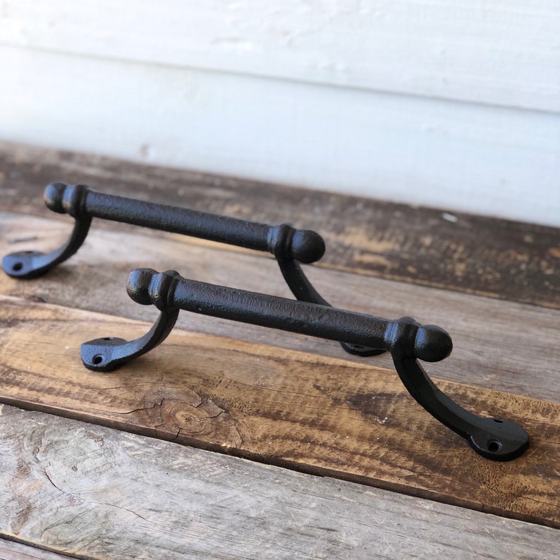 Iron Handles Gate Pull Set Of 2 Barn Door Pulls Black Etsy