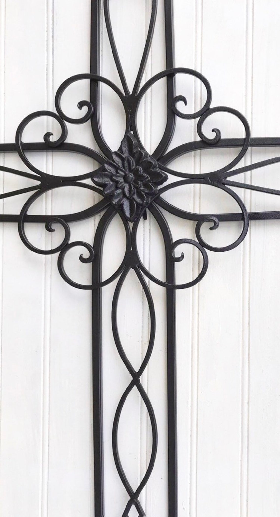 Cross Wall Hanging Black Cross Religious Gift Large Metal Etsy