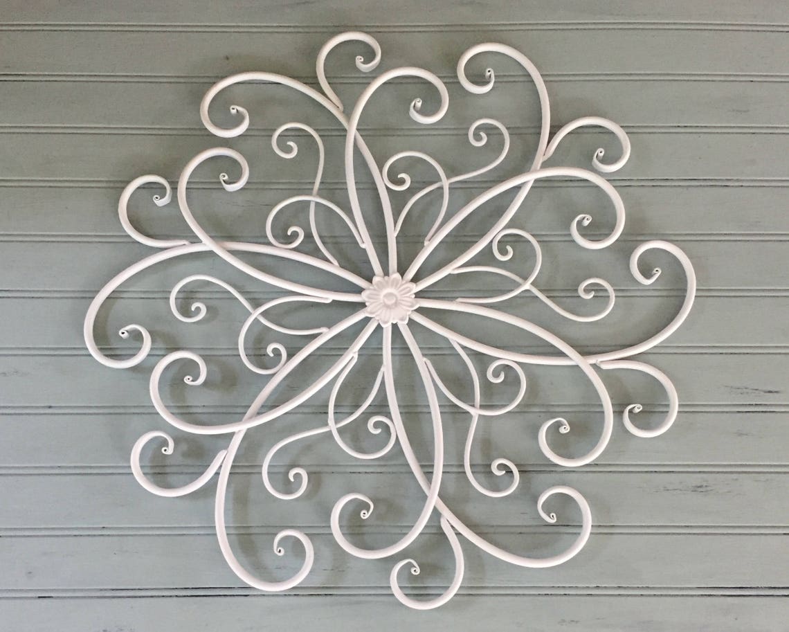 White Metal Wall Hanging Large Metal Wall Decor Decorative | Etsy