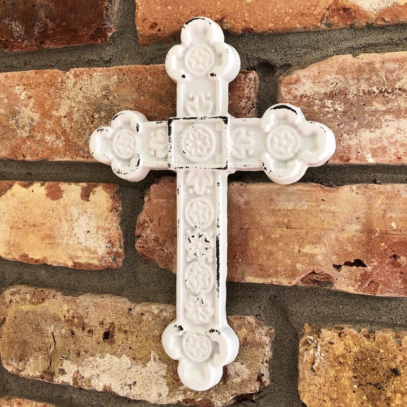 White Cross Cross Wall Decor Metal Wall Decor Cross Decor Etsy