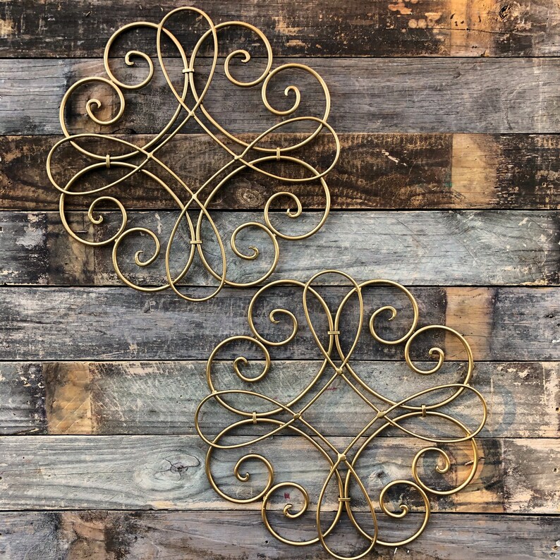 Metallic Gold Metal Wall Decor Scroll Metal Decor Gold Wall Etsy