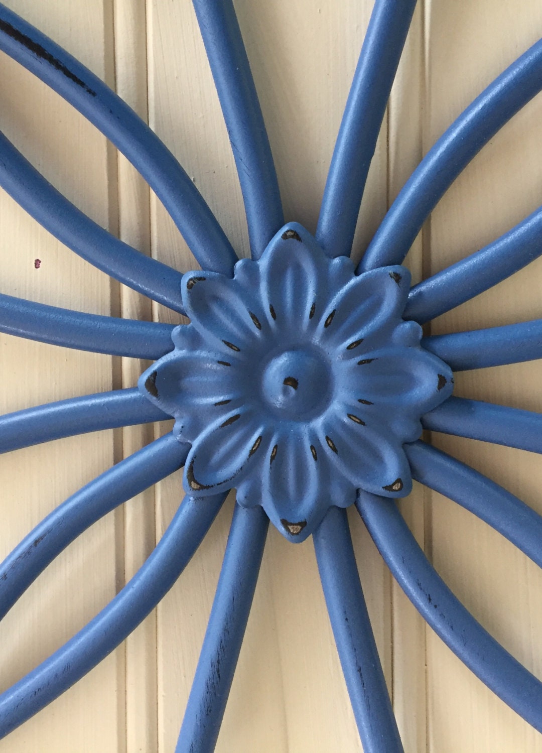 Metal Wall Decor Blue Metal Wall Hanging Living Room Wall Etsy