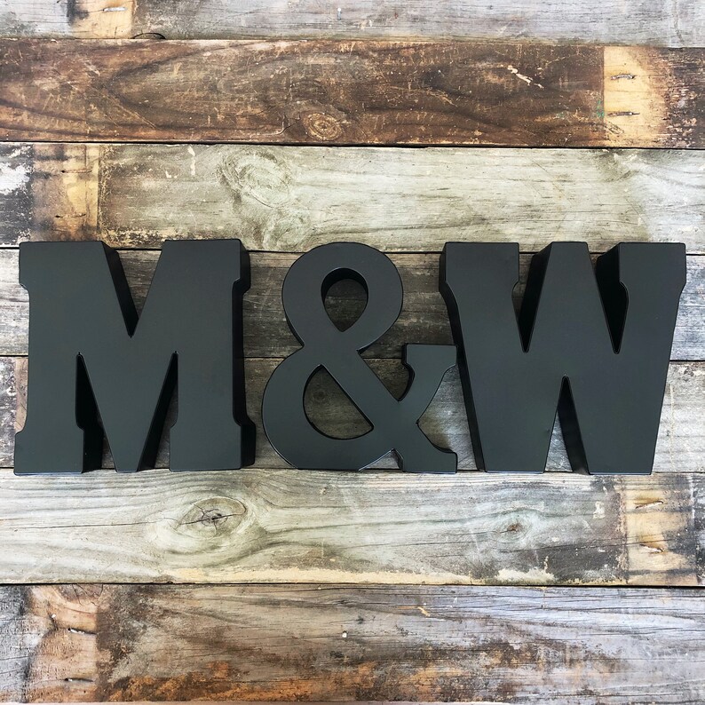 Black Wall Letters And Sign Initials Metal Rustic Decor Ampersand Man Cave