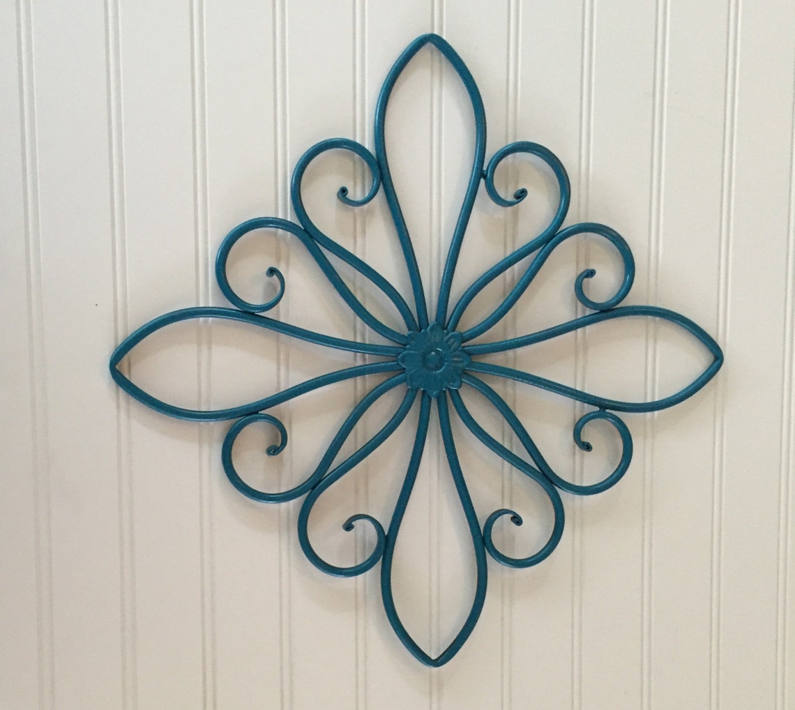 Turquoise Metal Wall Hanging /Large Metal Wall Decor / Etsy