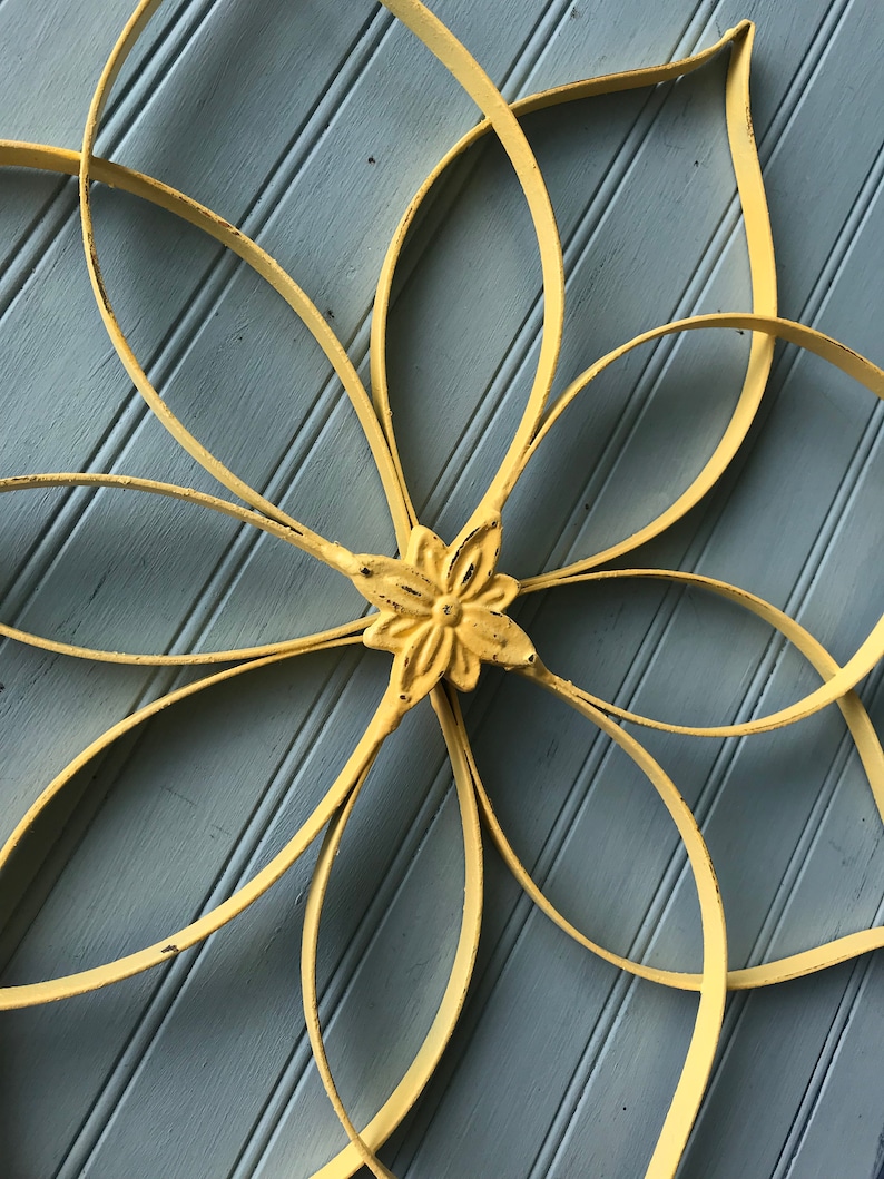 Metal Wall Art Yellow Metal Wall Hanging Large Metal Wall Etsy