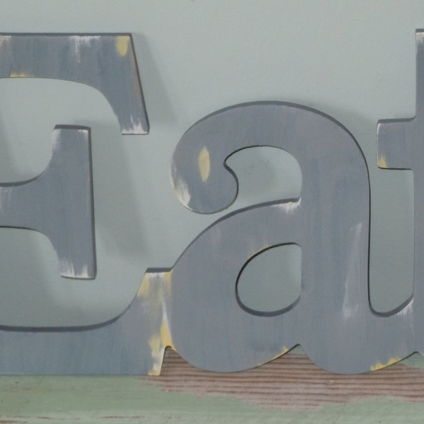 Eat Word / Vintage Inspired / Rustic Kitchen Decor / Shabby Letters / Typography / Retro Look /