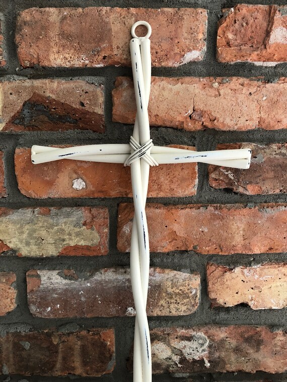 Cross Wall Decor Hanging Religious Metal Art White Gift In Memory Of