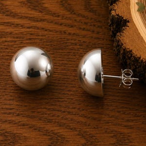 Handgjorda örhängen i sterlingsilver, halvklot, runda smycken