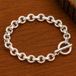 Handgjort 925 sterlingsilver elegant armband med krokkedja, present till män och kvinnor