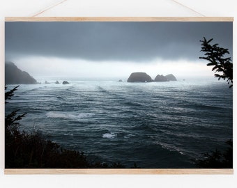 Oregon Coast.Art.Three Arch Rocks.Cape Meares.Stormy Sunset.Ocean.Waves.West Coast.Sea. SEVERAL SIZES & Poster Option