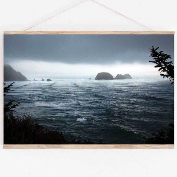 Oregon Coast.Art.Three Arch Rocks.Cape Meares.Stormy Sunset.Ocean.Waves.West Coast.Sea. PLUSIEURS TAILLES & Option Affiche