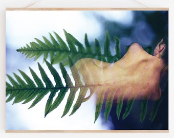Fern Portrait Art Print.Nude Art.35mm Film Double Exposure.Art Decor.Fine Art Photo.Multiple Exposure.Nature.Human Form.SEVERAL SIZES