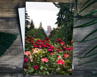 Portland Postcard.4x6".Mt.Big Pink from the Rose Garden. Oregon.Photograph.Art Postcard.