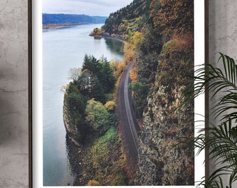 Wall Art.Railroad Track.Decor.Washington.Photo Print.Fine Art Photography.Cliff.Nature.Columbia River Gorge.SEVERAL SIZES