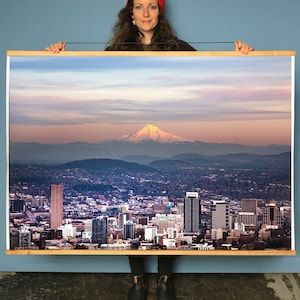 Portland, Oregon Art Print.Mount Hood.Wall Decor.Cityscape.PNW.Sunset.SEVERAL SIZES & Poster.Portrait and Landscape options.