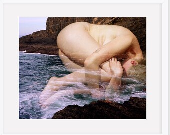 Wall Art.Nude Art Print.Wall Decor.Ocean.Photo Print.Art Decor.Fine Art Photo.Film Photo.Multiple Exposure.Human Form.Waves.SEVERAL SIZES
