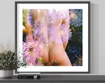 Nude.Butt.Booty.Flowers.35mm Film.In-camera Double Exposure.Oregon Artist. Fine Art Photography.SEVERAL SIZES & CROPS + Poster Option