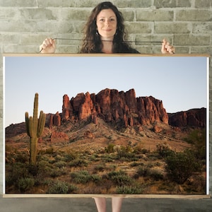 Superstition Mountains Art.Arizona.Saguaro Cactus.Desert Print.Decor.Sunset.Sonoran Desert. SEVERAL SIZES.