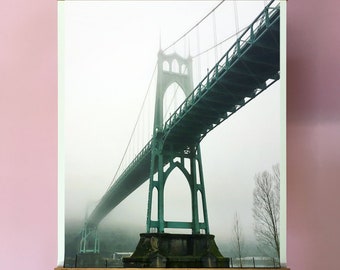 Portland Wall Art.St Johns Bridge.Oregon.Wall Decor.Large Photo Print.Pacific Northwest.Mist.Fog.Fine Art Photography. SEVERAL SIZES
