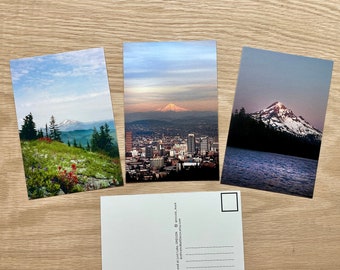 Postcards.4x6".Mount Hood 3 SET. Pacific Northwest.Art Postcard. Wildflowers. Sunset. Lost Lake. Portland.