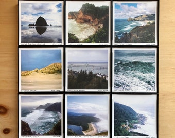 Oregon Coast Art.9 STYLES.4x4" framed print.Ocean.Water.Waves.Minimal.Sunset.Manzanita.Sea Cliff.35mm film.120mm film.SMALL ART.