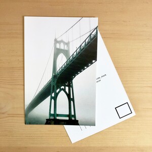 Postcards.4x6&quot;.Portland.St. Johns Bridge.Fog.Photograph.Art Postcard.Pacific Northwest
