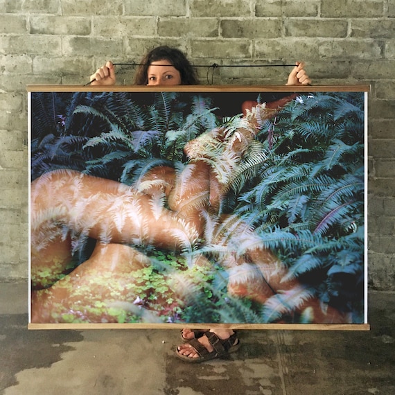 Fern Botanical nude art.35mm Film Double Exposure.Nature.Human Form. SEVERAL SIZES & Poster Option