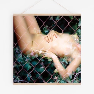 Nude.35mm Film.In-camera Double Exposure.Chain link fence. Oregon Artist. Fine Art Photography.SEVERAL SIZES & CROPS + Poster Option