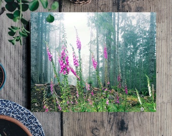 Foxglove Greeting Card.Flowers.Wildflowers.Forest.Rainforest.PNW.Mist.Fog.BLANK INSIDE.4.2x5.5"