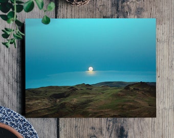 Moonrise Greeting Card.Oregon.Moon.Sunset.Folding Card. BLANK INSIDE.4.25x5.5"