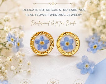 Something Blue Bridal Earrings, Blue Flower Stud Earrings, Bride Earrings, Wedding Jewelry, Bridesmaid Gift
