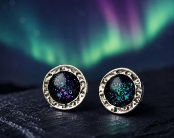 Northern Lights Stud Earrings, Aurora Borealis Earrings, Arctic Sky Jewelry, Nordic Inspired Gift, Celestial Studs