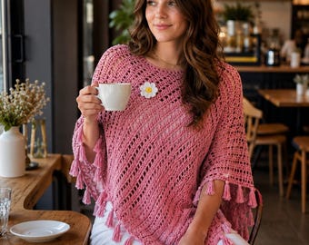 Crochet Poncho Wrap Pattern: Easy Lace Shawl, Beginner Friendly (PDF Pattern)