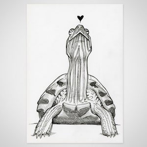Hand-drawn Greeting Card - Turtle - 5&quot; x 7&quot;
