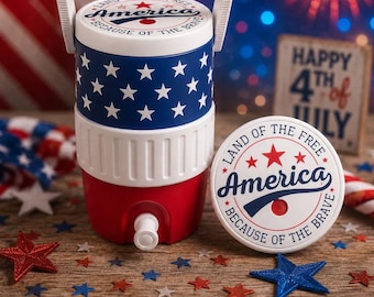 Portabevande termico a forma di igloo patriottico stampato in 3D: coperchio dettagliato, maniglia (355 ml)
