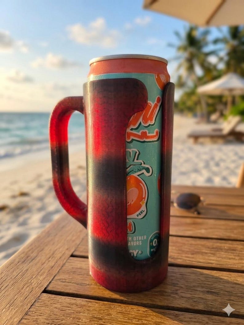 3D printed anti-tip 12 oz tall/slim can koozie image 1