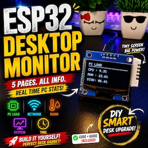 ESP32 Desktop Monitor | OLED PC Stats Display, DIY Elektronik Projekt (Digitaler Download)