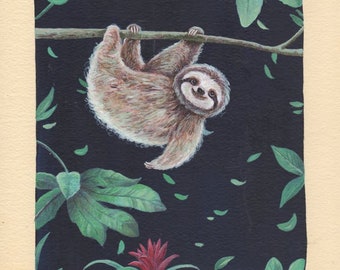 Impression d'art heureux de sloth