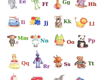 ABC Alphabet Poster A4 Print, Toy Alphabet, Nursery Decor, Baby Gift, Nursery Art Print, Alphabet Poster, Kid&#39;s Bedroom Art